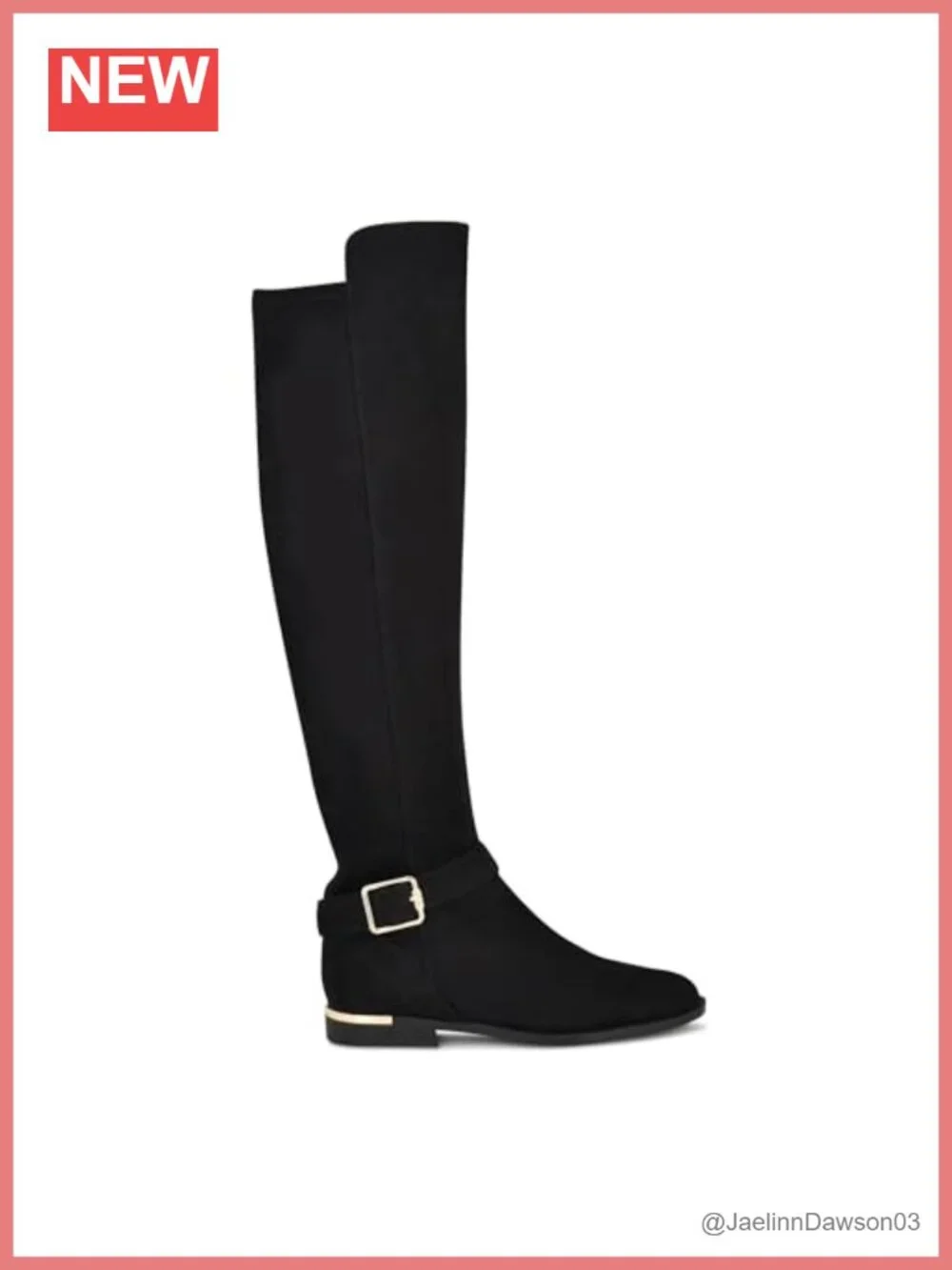 Nine West Over-the-Knee Faux Suede Boots Round Toe Buckle Zip Heels
